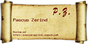 Pascus Zerind névjegykártya